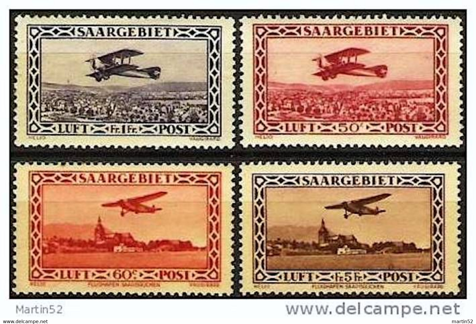 SAARGEBIET Sarre 1928/32: Bréguet & Focke-Wulf Michel-No. 126-127+158-159 * Falz Charnière MLH (Michel 73.00 Euro Für *) - Poste Aérienne