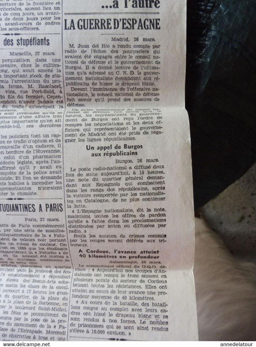 1939  LE PROGRES  :Guerre D'Espagne -Cordoue,Burgos ,etc ; Gabrielle Petit Héroïne Belge Fusillée Par Les Allemands ;etc - Allgemeine Literatur