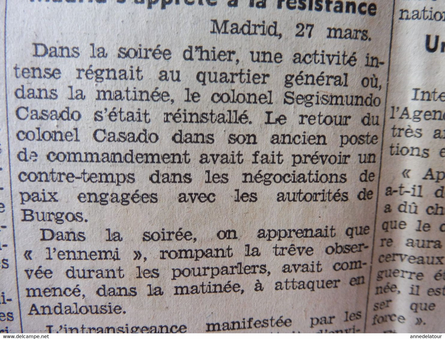 1939  LE PROGRES  :Guerre D'Espagne -Cordoue,Burgos ,etc ; Gabrielle Petit Héroïne Belge Fusillée Par Les Allemands ;etc - Informations Générales