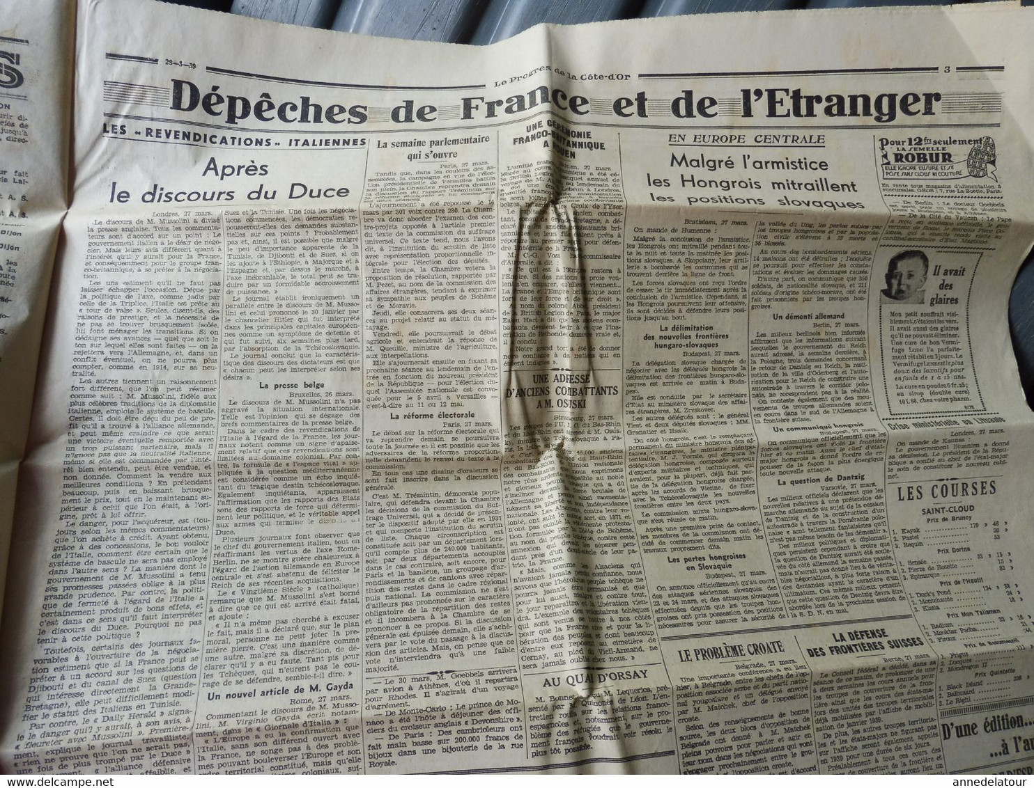 1939  LE PROGRES  :Guerre d'Espagne -Cordoue,Burgos ,etc ; Gabrielle Petit héroïne belge fusillée par les allemands ;etc