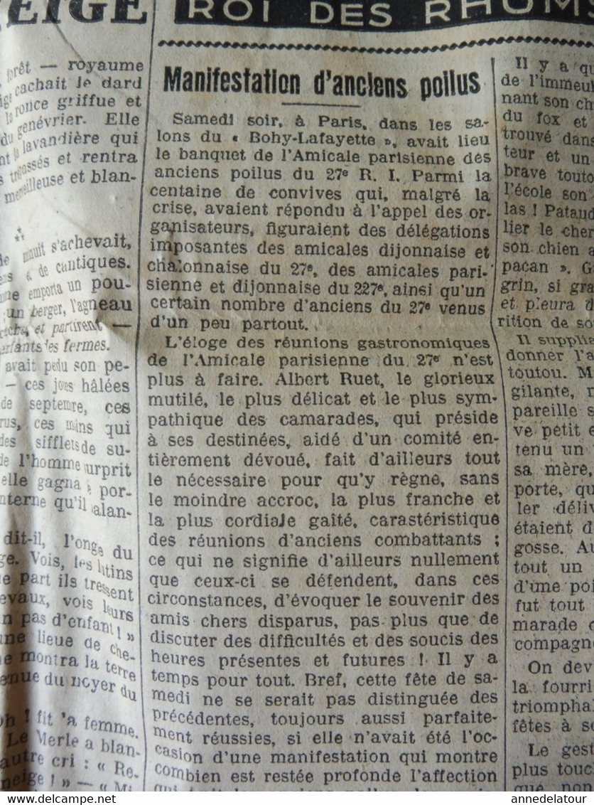 1933  LE PROGRES :Les Adorateurs du Sang ; Fête de la bière  à Munich ;Catastrophe de Lagny ; Manif de poilus ; etc