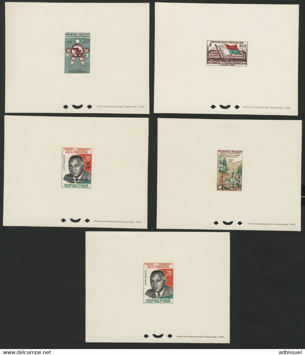 MADAGASCAR 5 EPREUVES DE LUXE N° 340 + 351 + 352 + 355 + 356 Neuves (*). Qualité TB - Unused Stamps