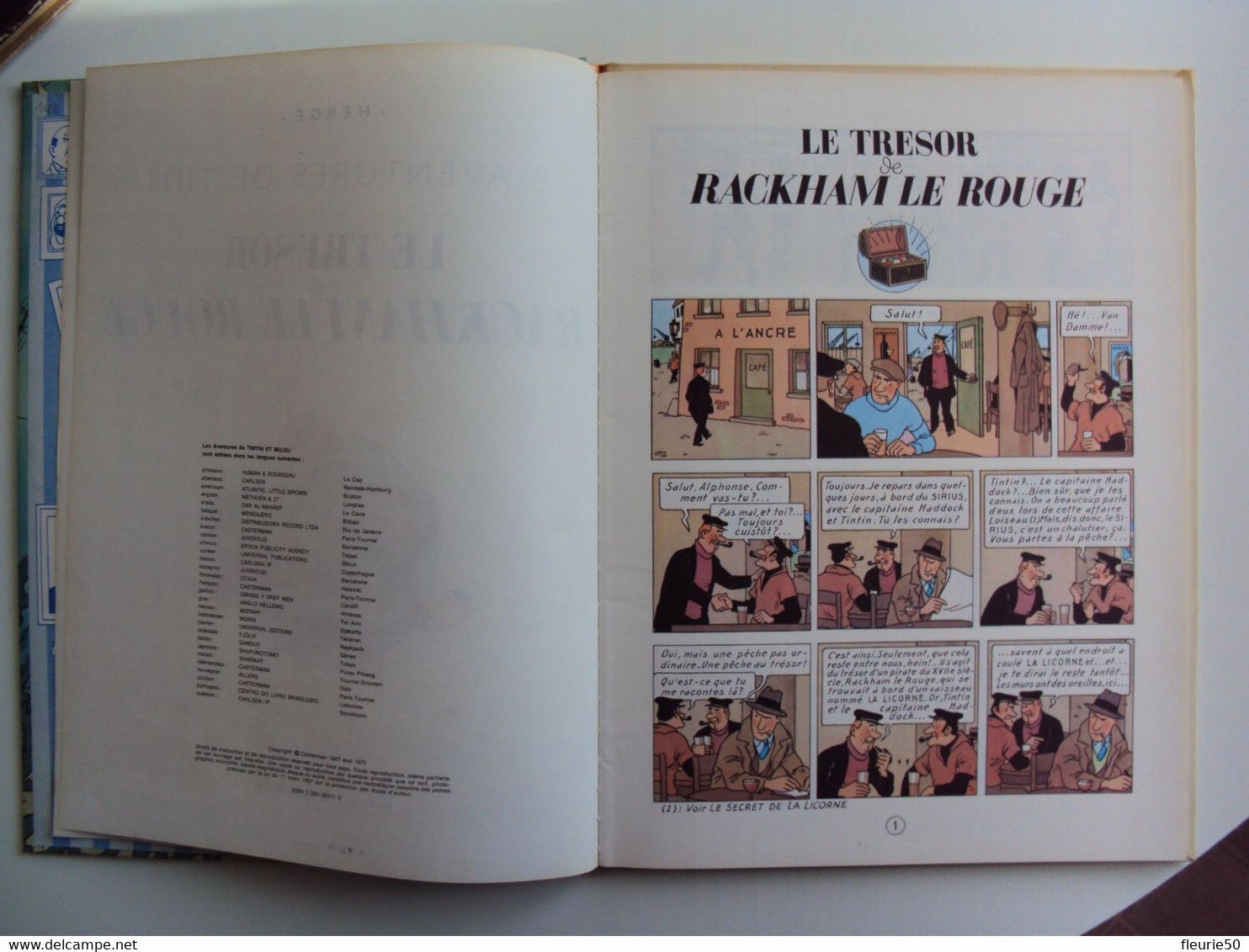 TINTIN - LE TRESOR DE RACKAM LE ROUGE Casterman 1947 AND 1973. Imprimé à Tournai Juin 1979. - Hergé