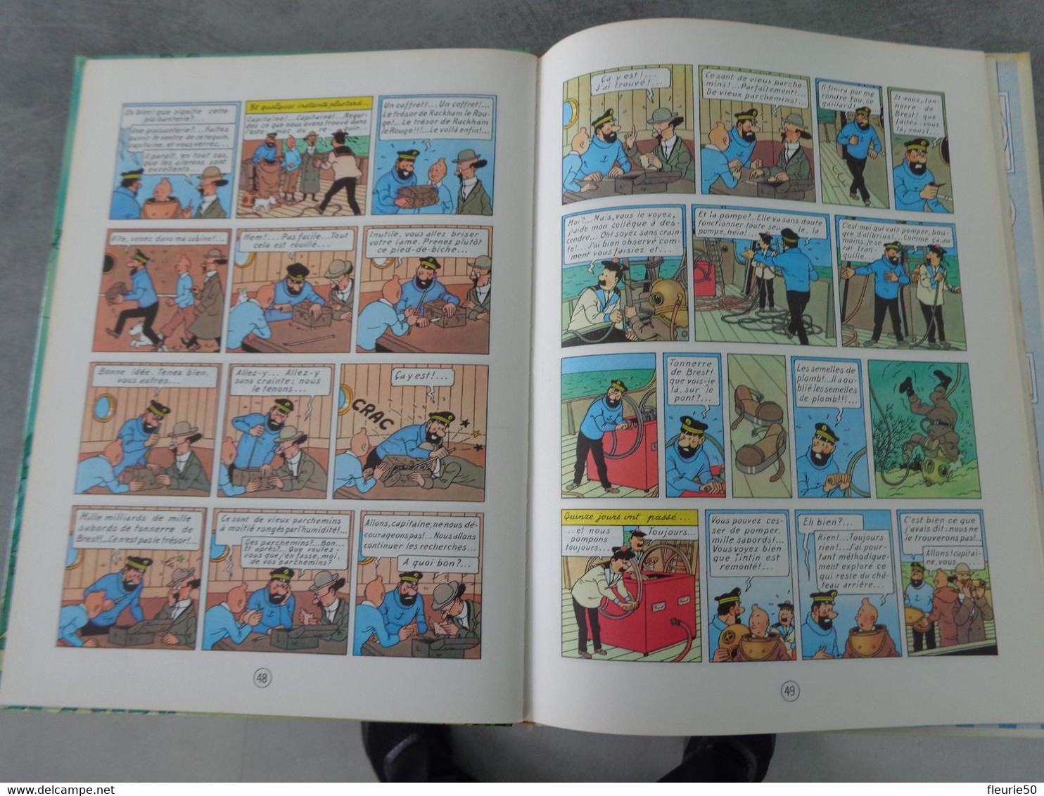 TINTIN - LE TRESOR DE RACKAM LE ROUGE Casterman 1947 AND 1973. Imprimé à Tournai juin 1979.