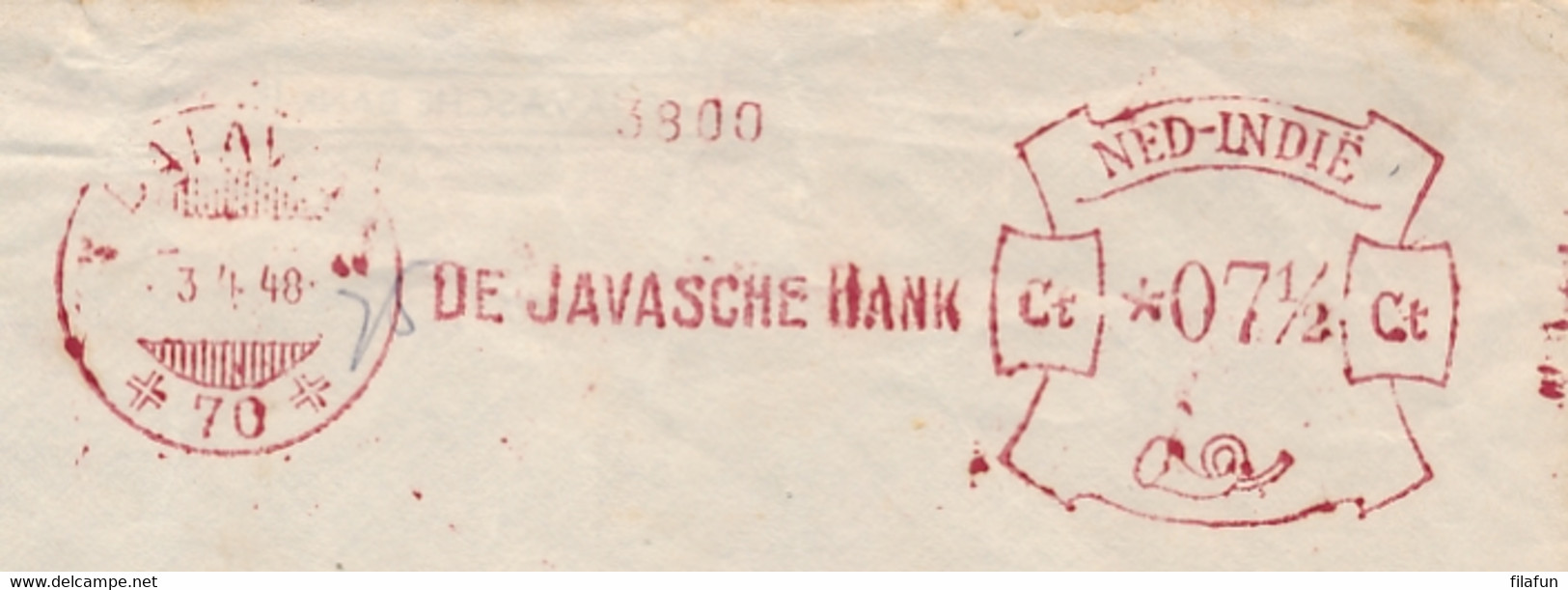 Nederlands Indië - 1948 - Frankeermachine / Meter 70 - De Javasche Bank - 7,5ct - Cover Local Use Batavia - India Holandeses