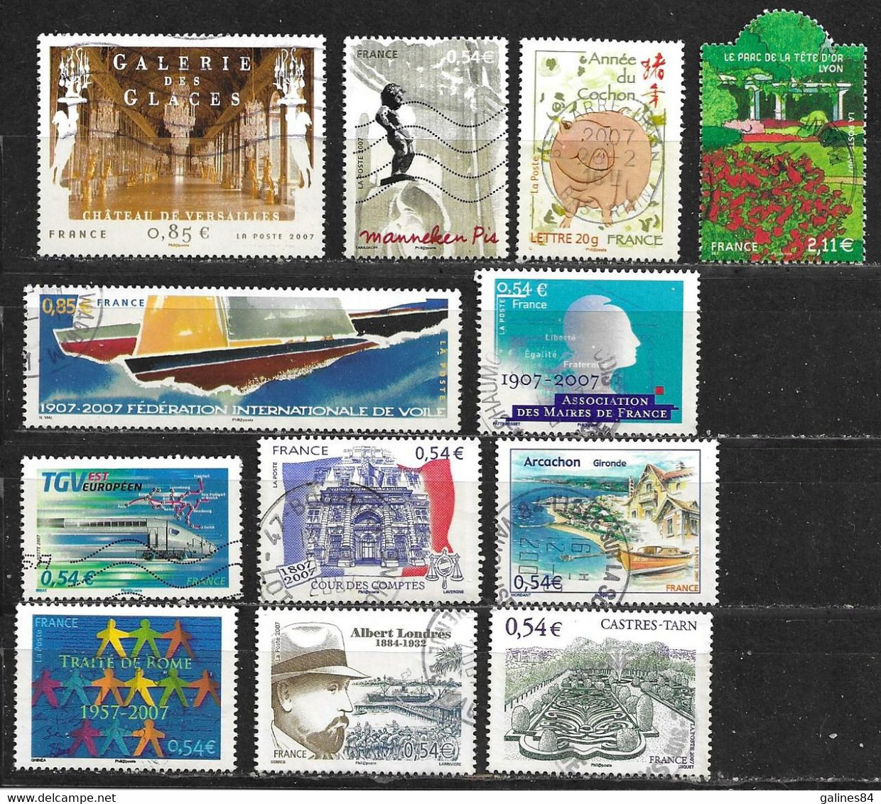 FRANCE Oblitérés 2007 Lot N°19 De 12 Timbres - Oblitérés