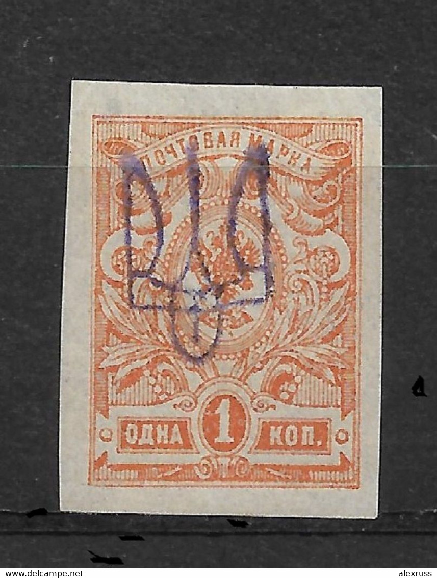 Ukraine/Russia 1919, Civil War, KIEV Type-2c Vio, 1 Kop Imperf, VF MVVLH*OG (OLG-8) - Oekraïne & Oost-Oekraïne