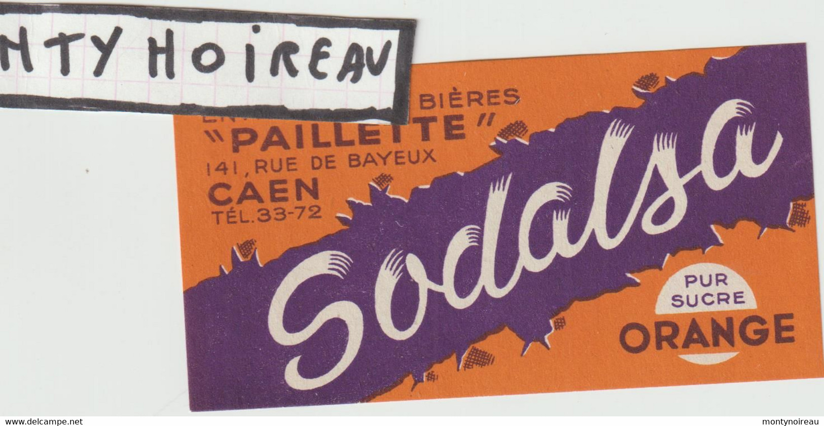 Seb ; V . P : étiquette Bière :  " Paillette "  Caen , Sodalsa , Orange - Beer