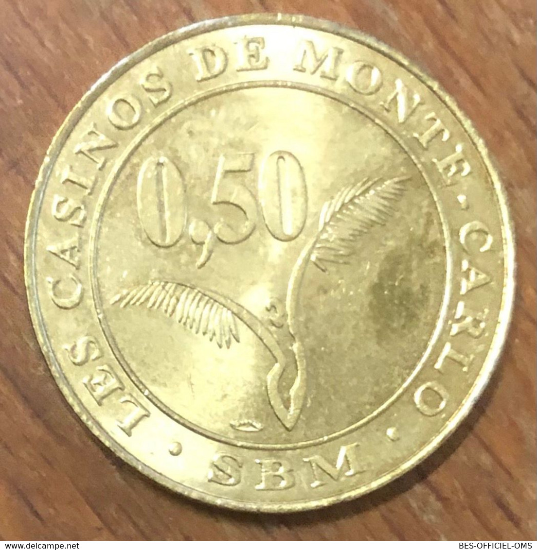 98 MONACO CASINO MONTE-CARLO SOCIÉTÉ DES BAINS DE MER JETON SBM 0,50 FR MONNAIE DE PARIS SLOT MACHINE TOKENS COIN CHIPS - Casino