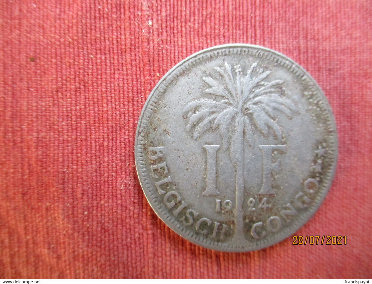 Congo Belge 1 Franc 1924 - 1910-1934: Albert I.