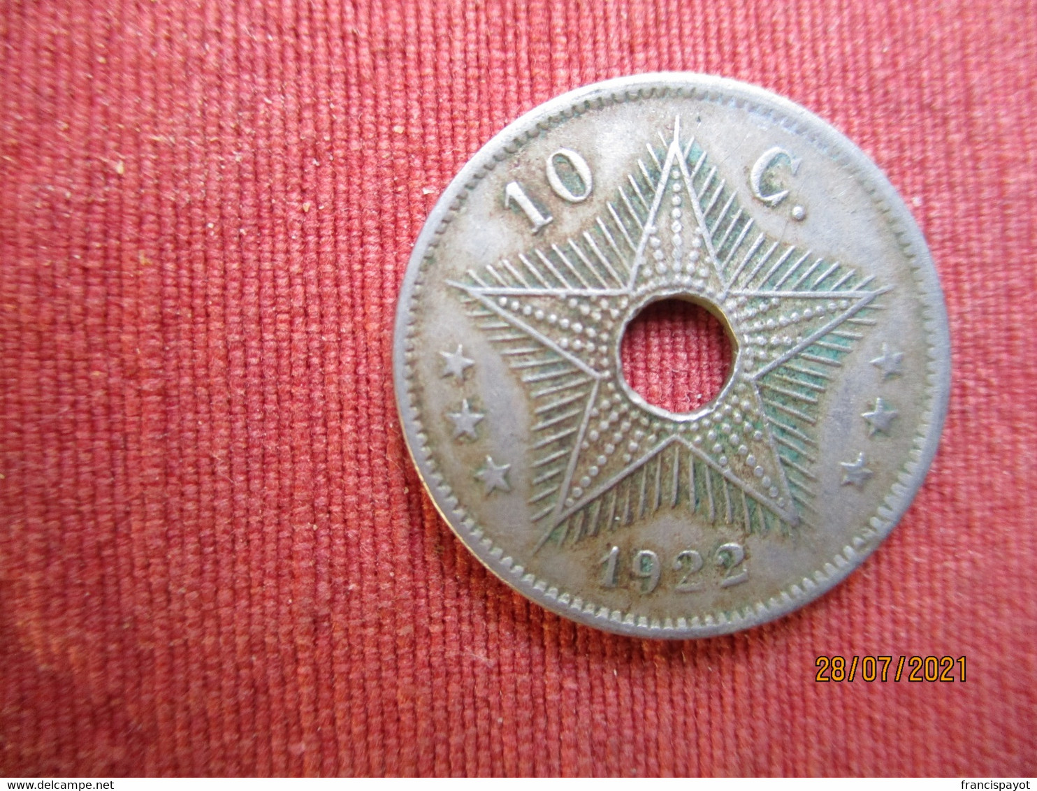 Congo Belge 10 Centimes 1922 - 1910-1934: Albert I