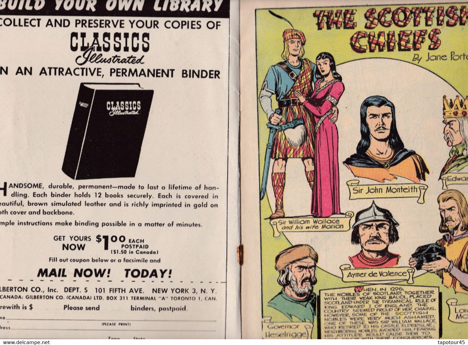 C 16) Revues > Anglais > "Classics Illustrated"1950 >Scottish Chiefs >  20 Pages 18 X 26 R/V N= 67 - Autres Éditeurs