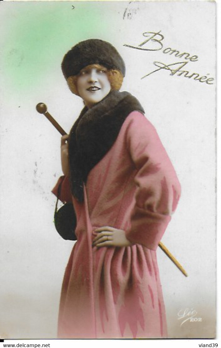 Bonne année - Lot de 12 CPA - thème : femmes - cartes des années  1920-1930