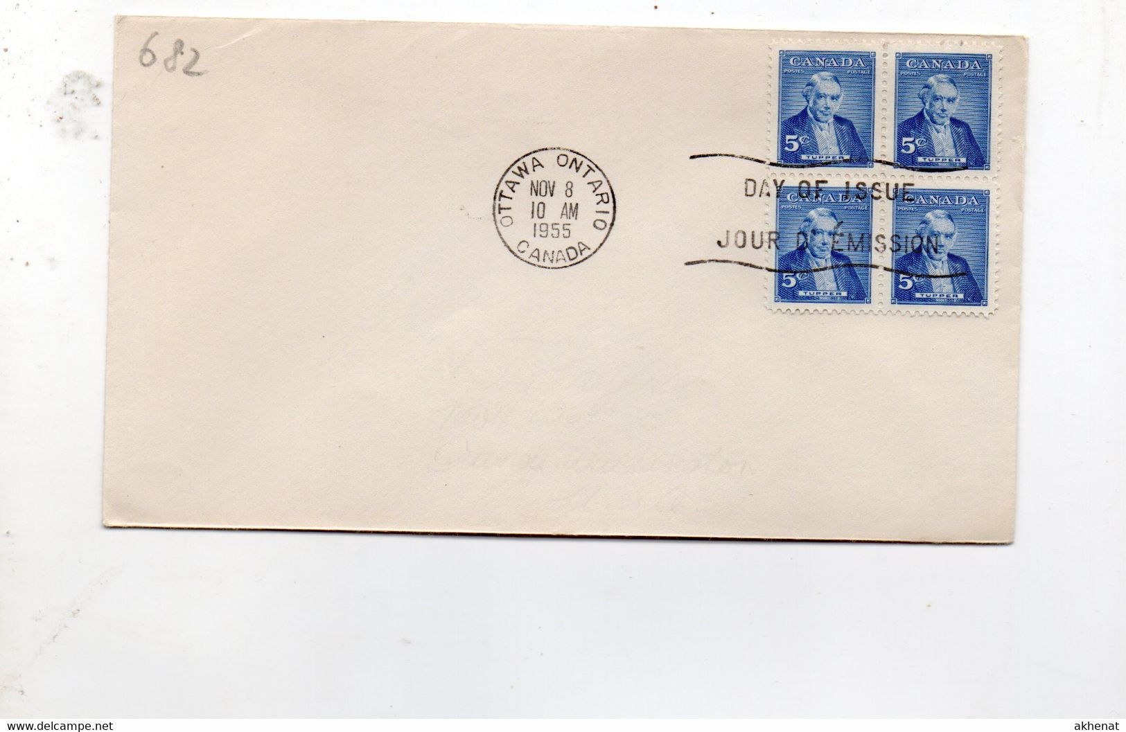 5CRT682 - CANADA 8.11.1955 , FDC Quartina Di Charles Tupper - 1952-1960