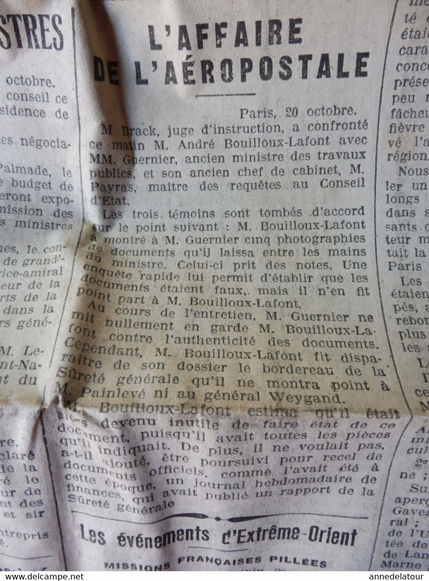 1932 LE PROGRES : L'affaire De L'aéropostale ;Manif Fasciste à Rome Et Mussolini ; Un Article D'Adolf Hitler ;  ; Etc - Allgemeine Literatur