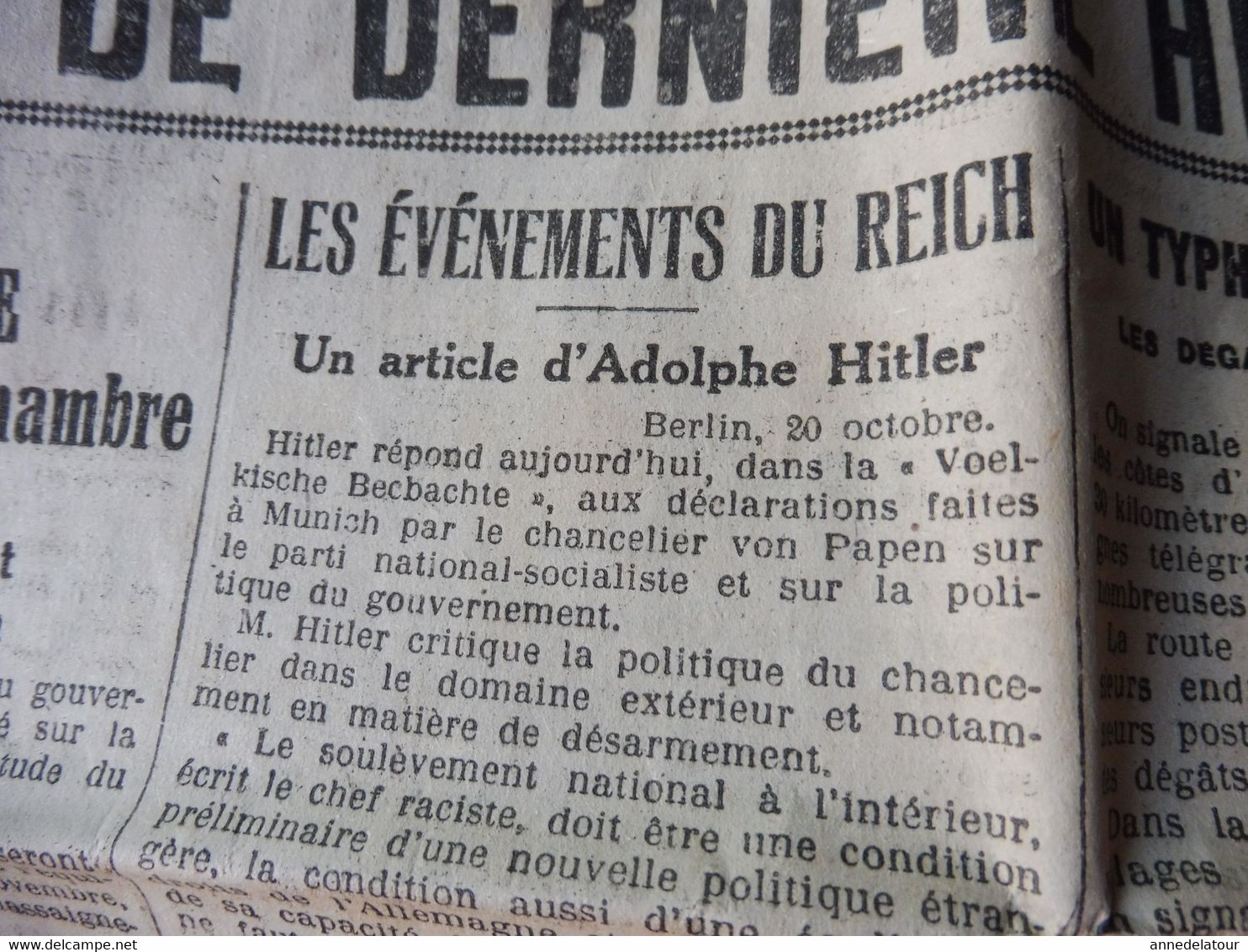 1932 LE PROGRES : L'affaire De L'aéropostale ;Manif Fasciste à Rome Et Mussolini ; Un Article D'Adolf Hitler ;  ; Etc - General Issues