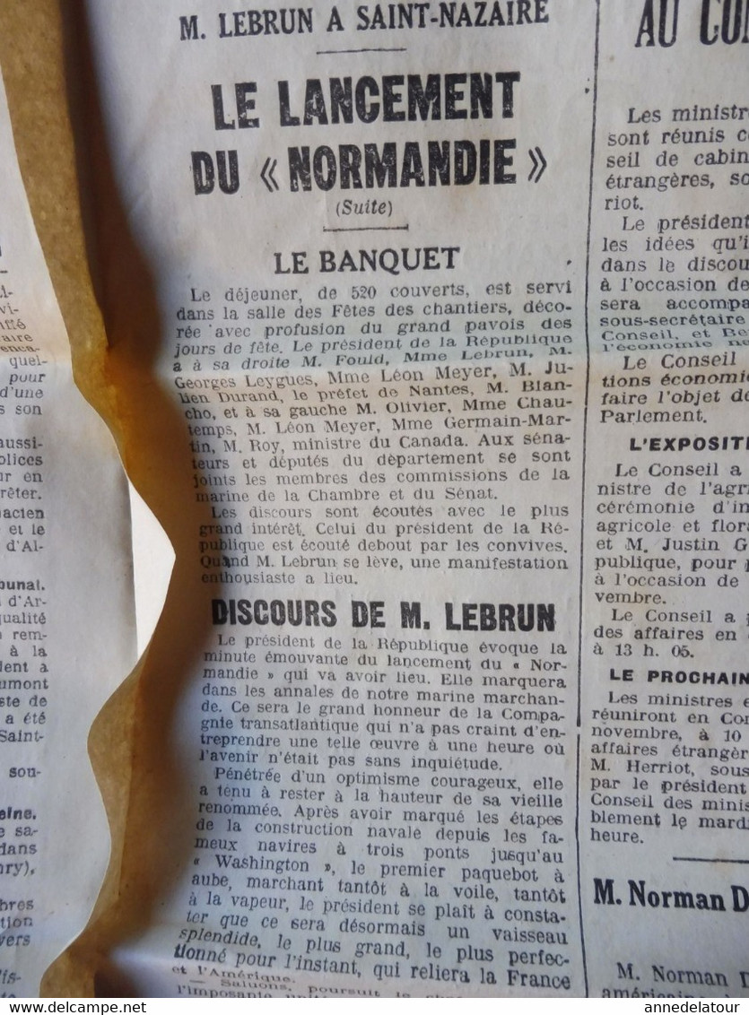 1932 LE PROGRES : Plein Succès Du Lancement Du NORMANDIE ;  Négociation Dans Les Partis Prolétariens ; Publicité ; Etc - Informaciones Generales