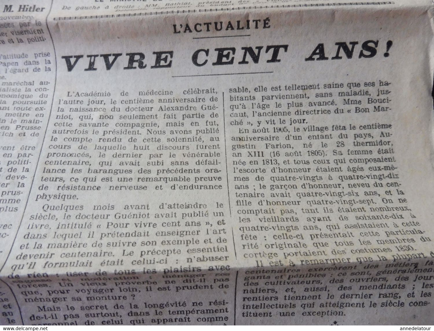 1932 LE PROGRES : Hitler Et Goëbbels ; Vivre Cent Ans ;Les Aliments Purifiés Sont Incapables à Entretenir La Vie ; Etc - Informations Générales