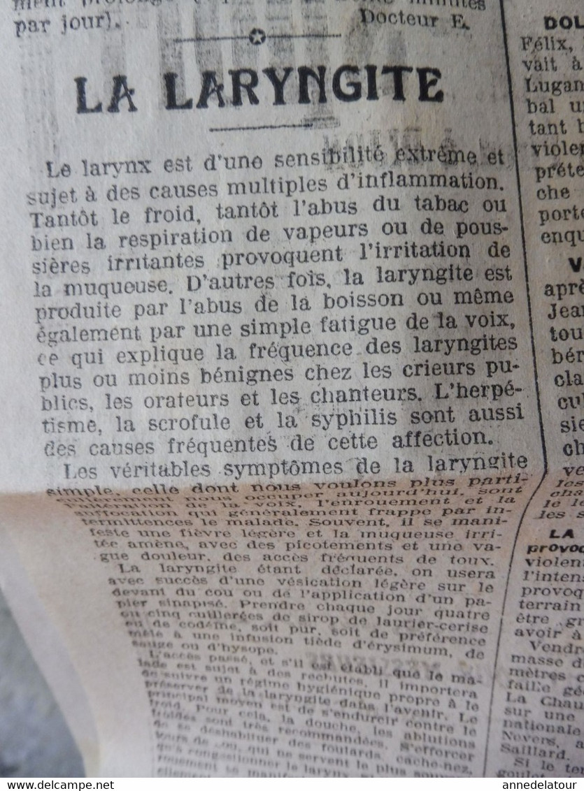 1932 LE PROGRES : Avant le lancement du NORMANDIE ; Les bienfaits du massage ; La laryngite ;etc