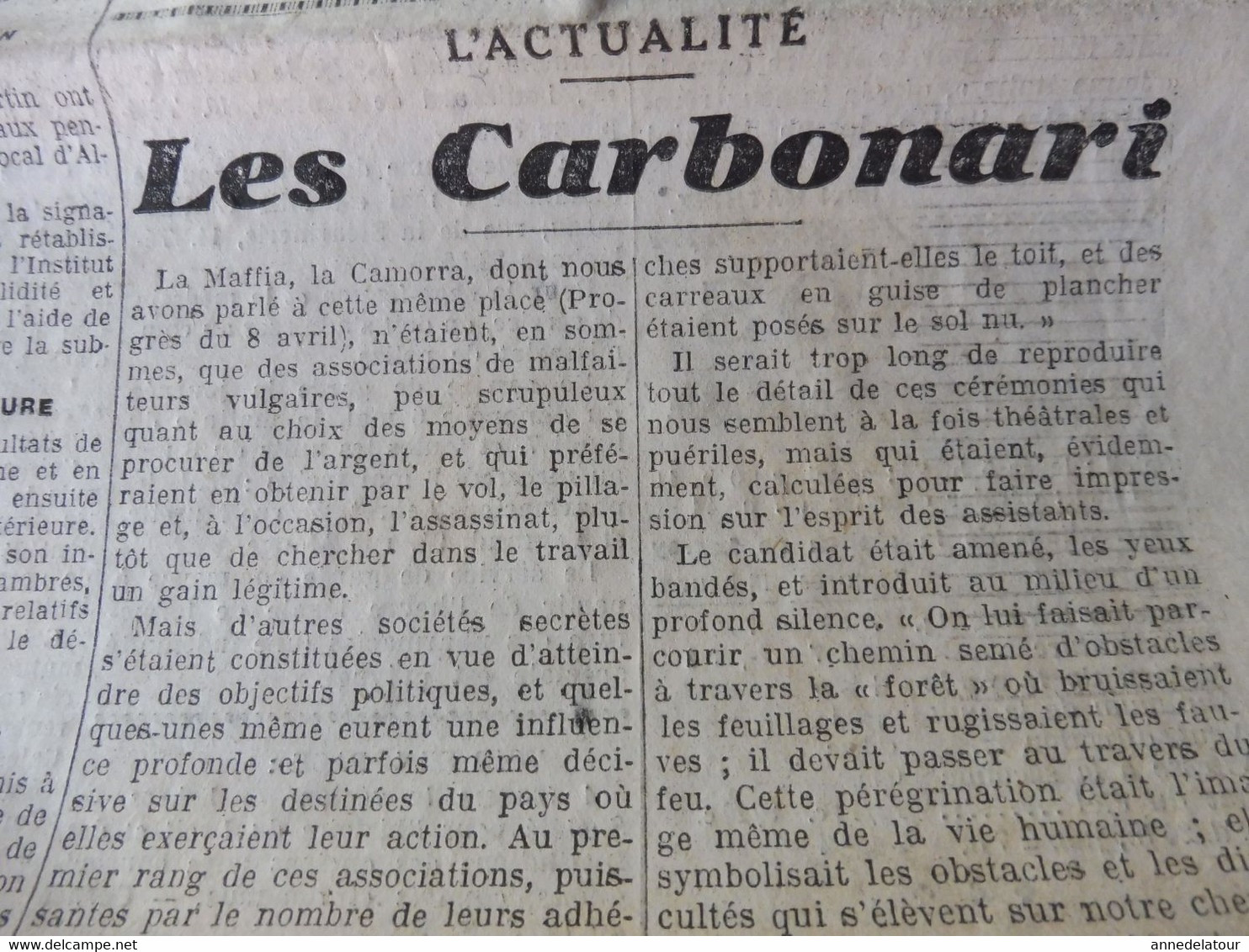 1934 LE PROGRES : Les Carbonari ; Hommage Aux Victimes Du "Dixmude" ; Publicité LA FRÊNETTE ..Buvez-en !  ;etc - Testi Generali