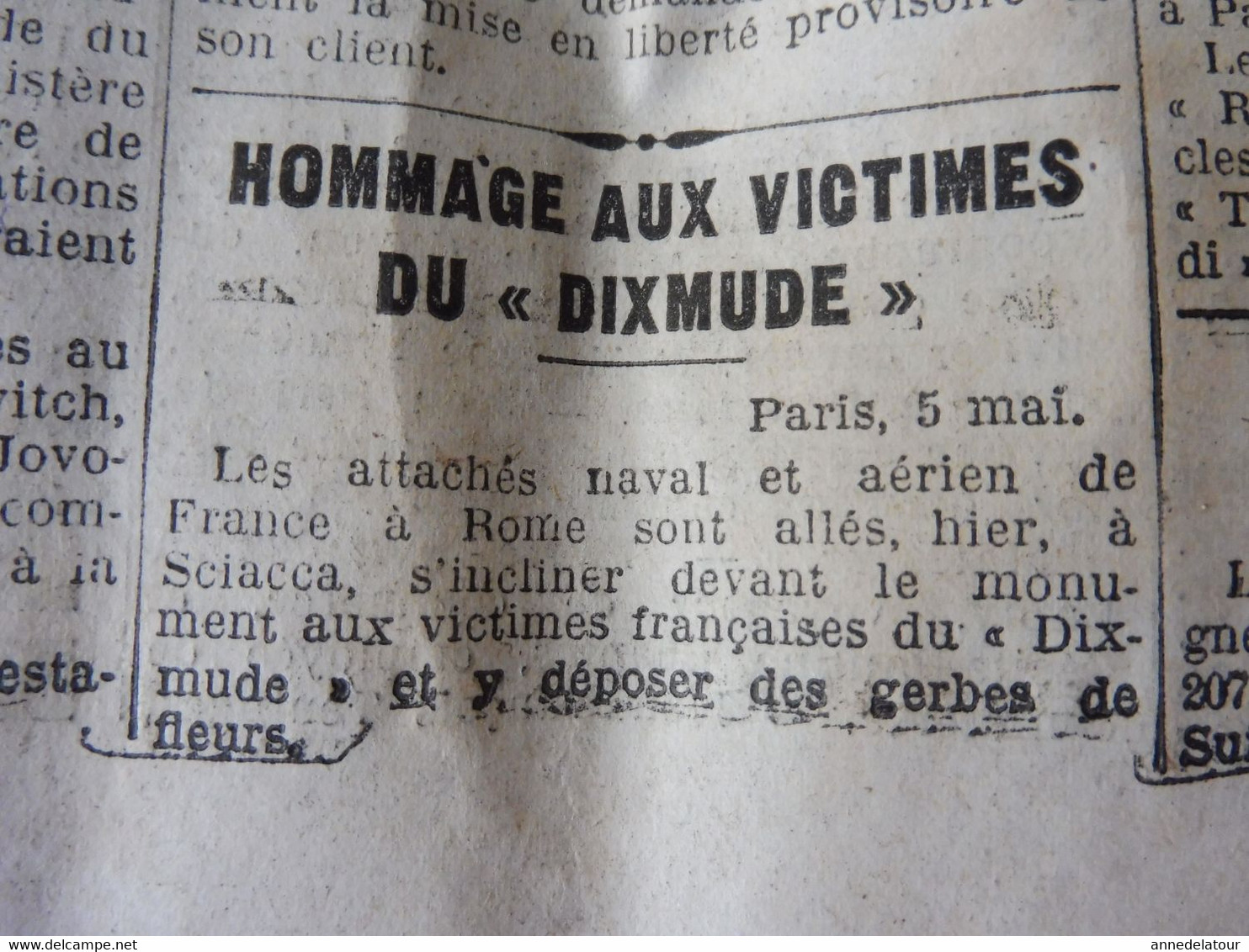 1934 LE PROGRES : Les Carbonari ; Hommage Aux Victimes Du "Dixmude" ; Publicité LA FRÊNETTE ..Buvez-en !  ;etc - Informations Générales