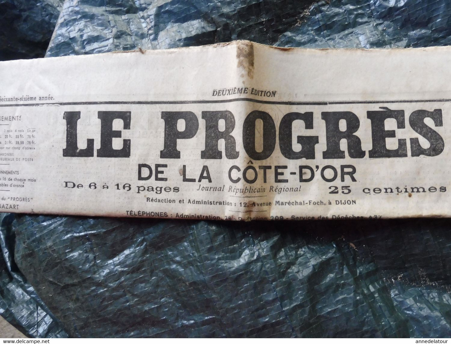 1934 LE PROGRES : Les Carbonari ; Hommage Aux Victimes Du "Dixmude" ; Publicité LA FRÊNETTE ..Buvez-en !  ;etc - Algemene Informatie