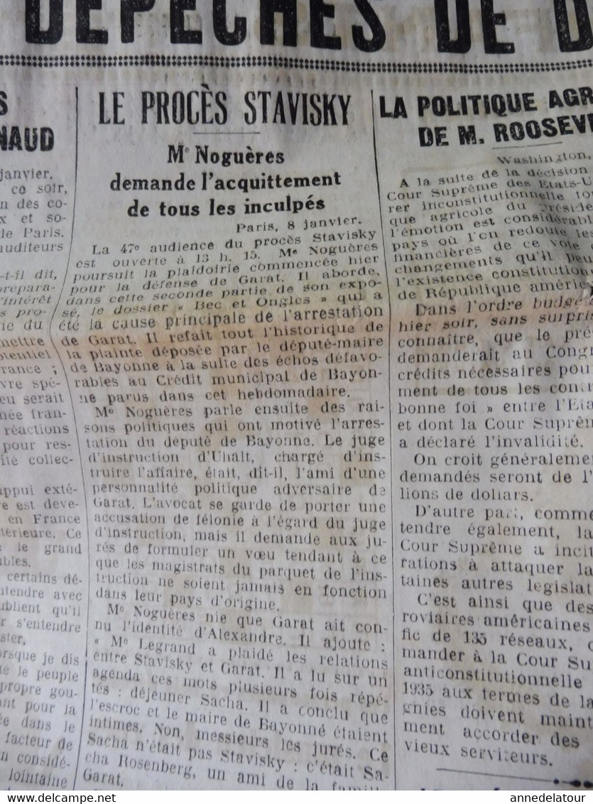 1936 LE PROGRES :  BD Saladin en Sibérie (Bande Dessinée) ; Auxonne ; Procès Stavizky ; ; Vie agricole ; Etc