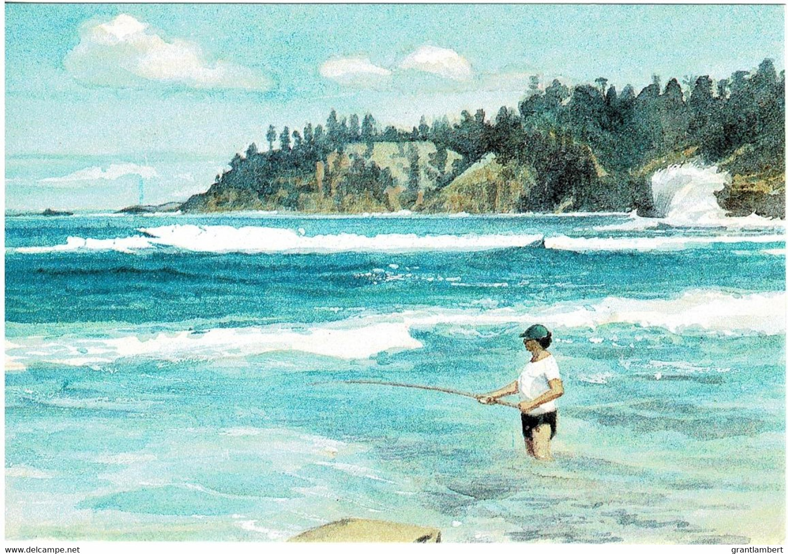 Rock Fishing, Norfolk Island - NI Philatelic Bureau Unused Postcard - Norfolk Island