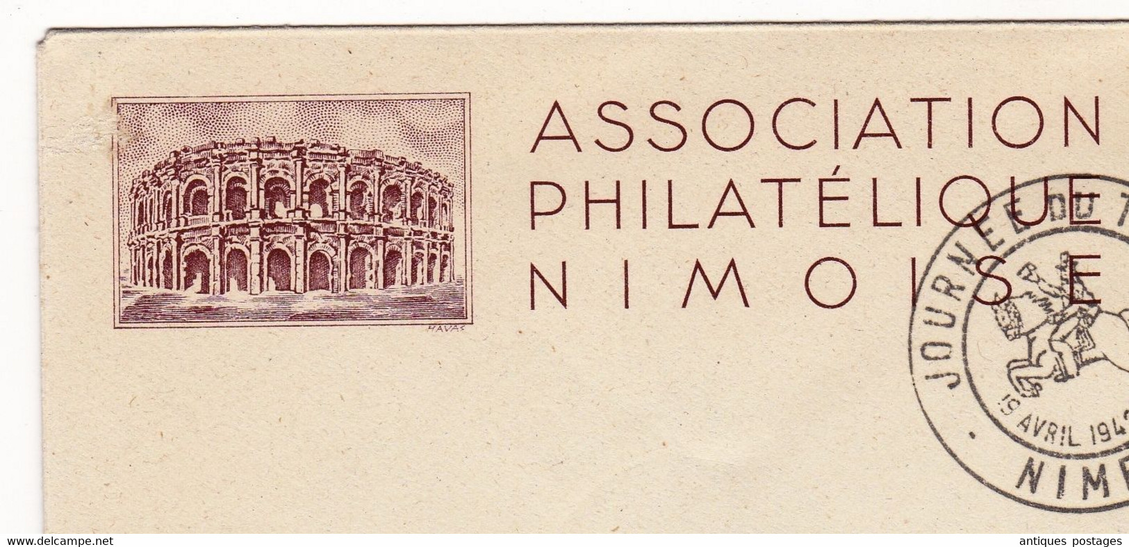 Lettre 1942 Association Philatélique Nîmoise Journée Du Timbre Pétain 80c Nîmes Gard - 1941-42 Pétain