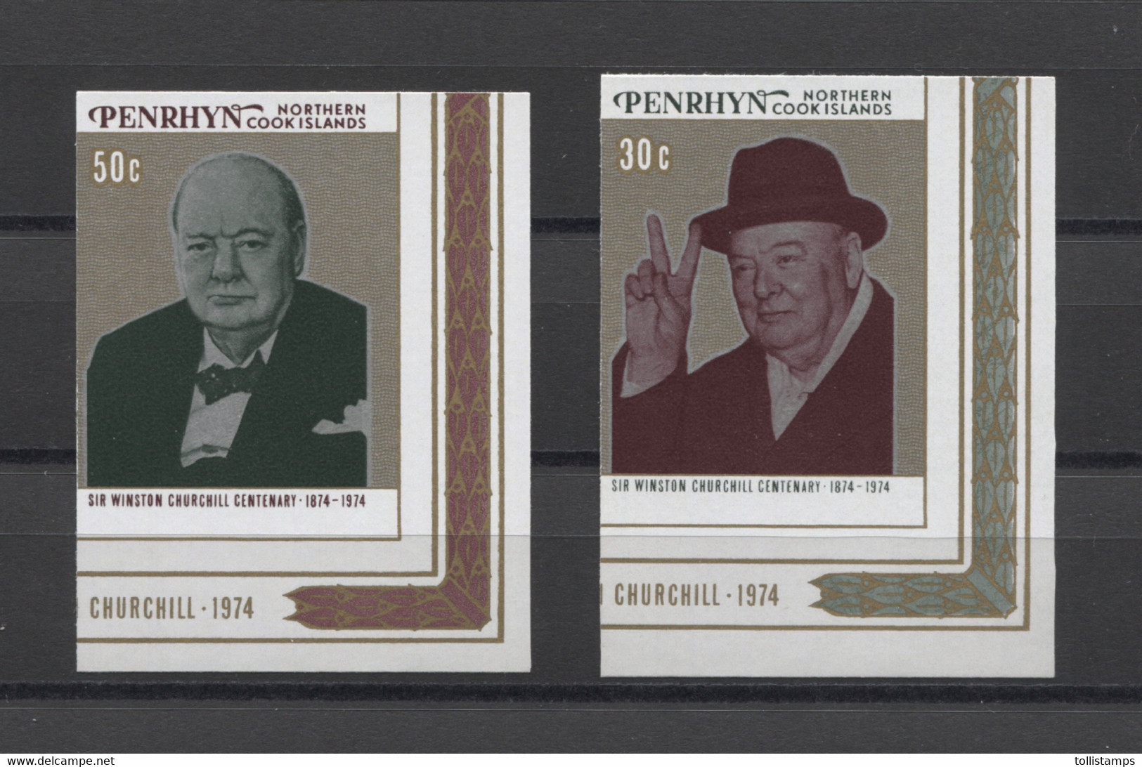 Penrhyn Isl. Winston Churchill 1974 Mi#62-63B MNH - Sir Winston Churchill