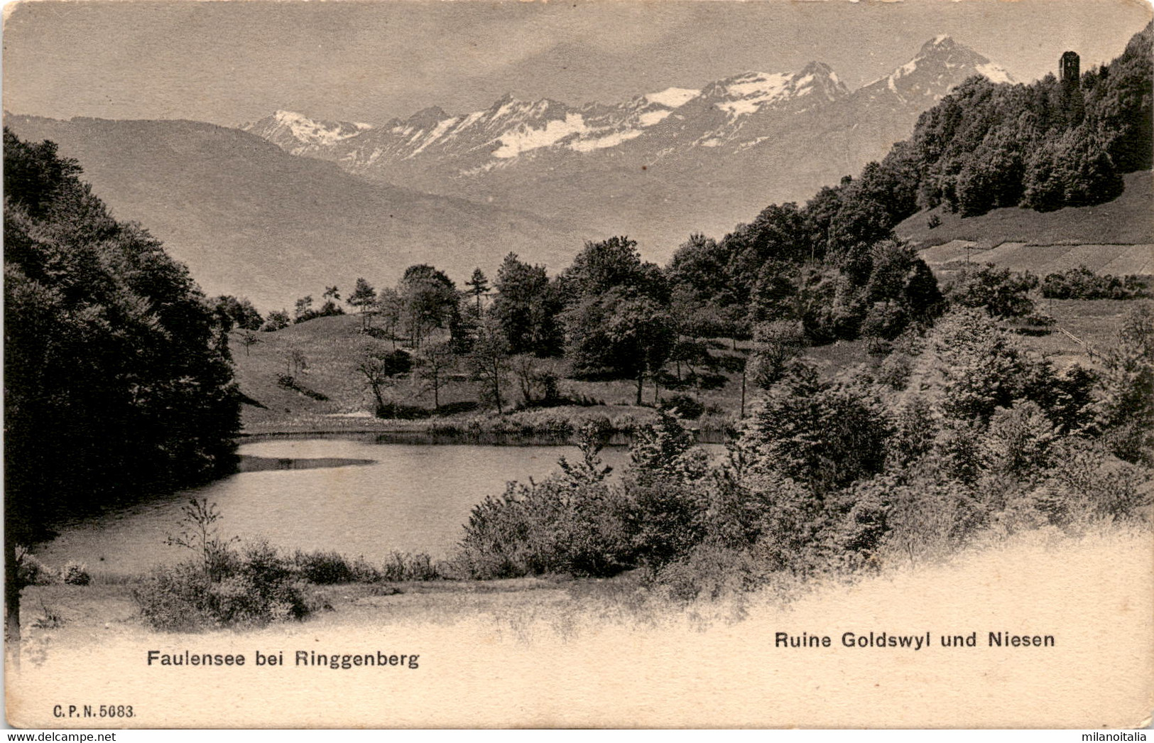 Faulensee Bei Ringgenberg - Ruine Goldswyl Und Niesen (5683) - Ringgenberg
