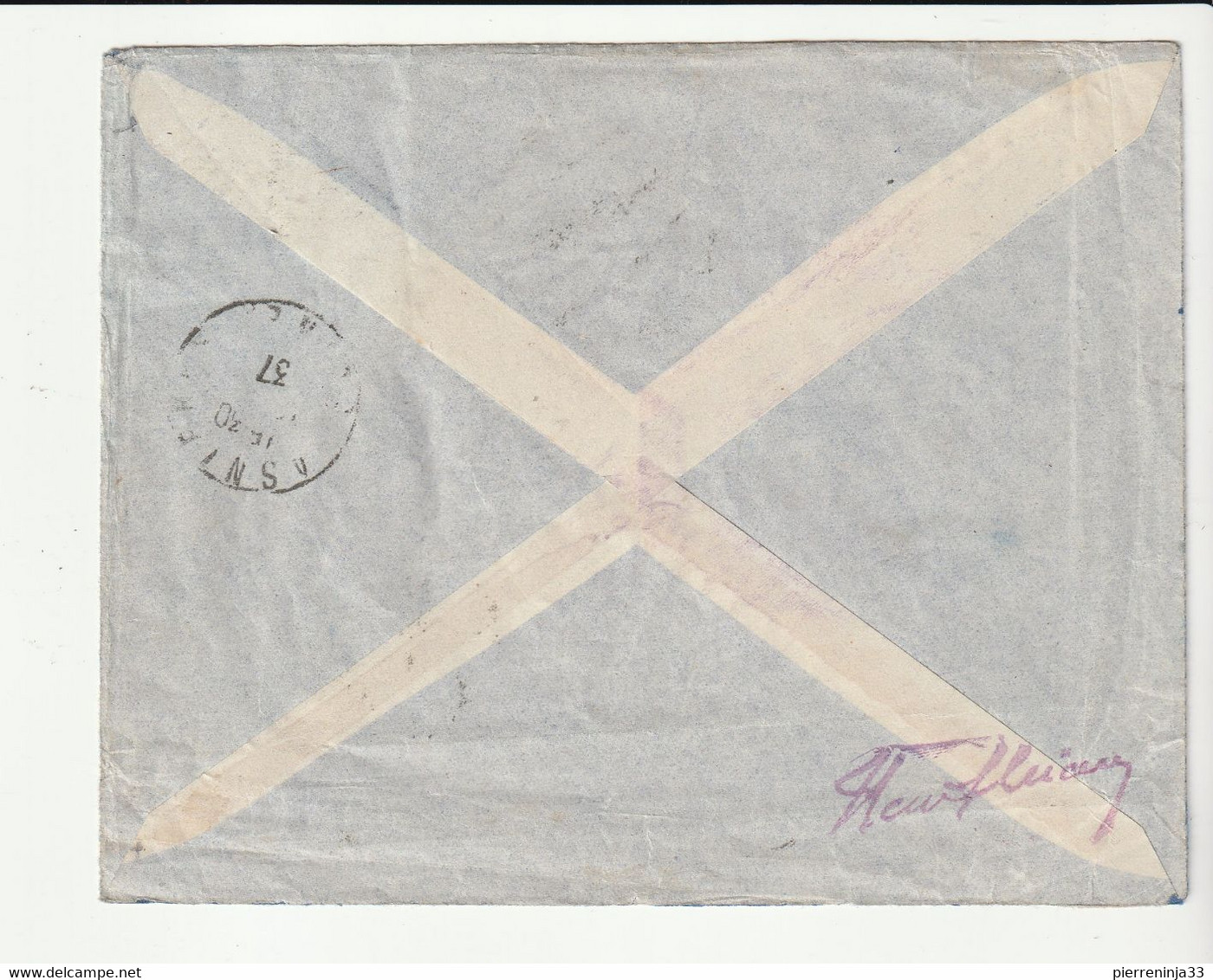 Lettre Recommandée La Réunion Avec PA N°1 Roland Garros, 1ère Laison Aéropostale France-Réunion, 1937 - Lettres & Documents