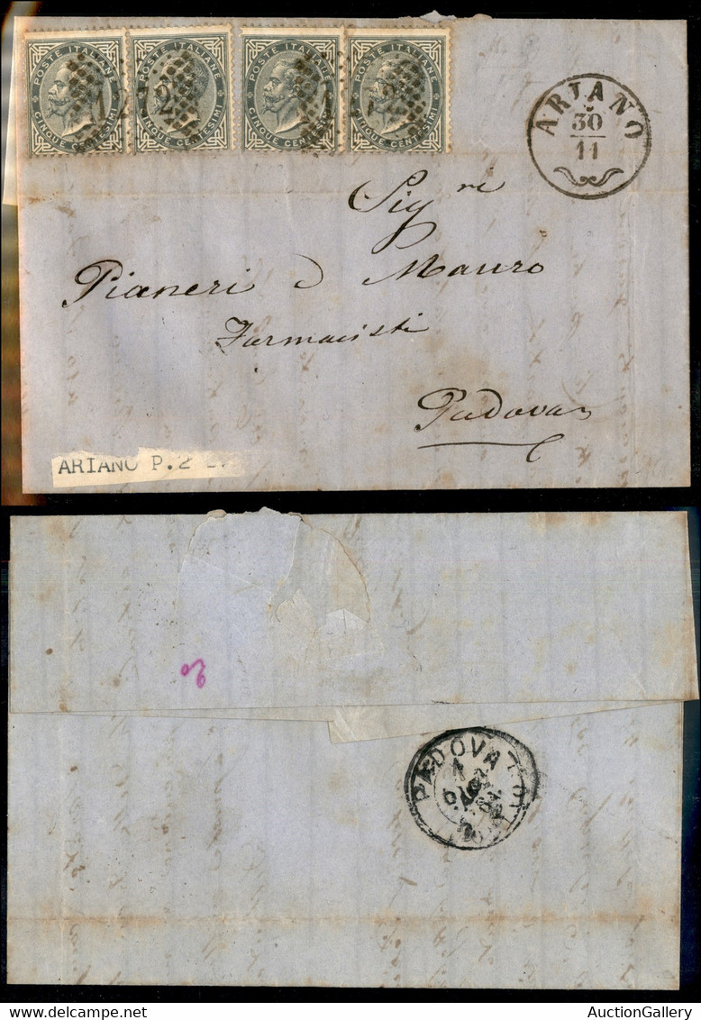 Antichi Stati Italiani - Lombardo Veneto - Ariano (P.ti 2) - Due Coppie Del 5 Cent (L16 - Regno) Su Lettera Per Padova D - Other & Unclassified