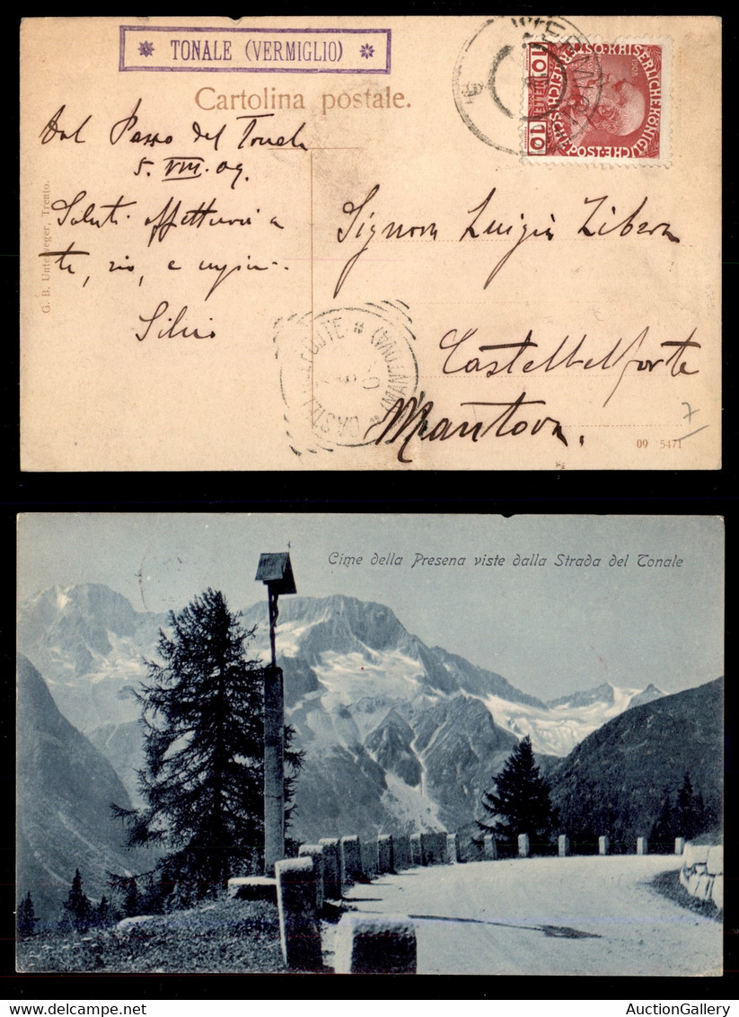 Antichi Stati Italiani - Territori Italiani D'Austria - Tonale/Vermiglio (P.ti 7) - Cartolina Panoramica Per Mantova Del - Autres & Non Classés