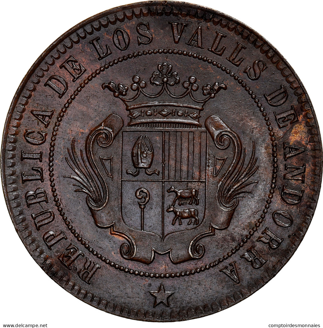 Monnaie, Andorra, 10 Centimos, 1873, Extremely Rare, FDC, Cuivre, KM:2 - Andorra