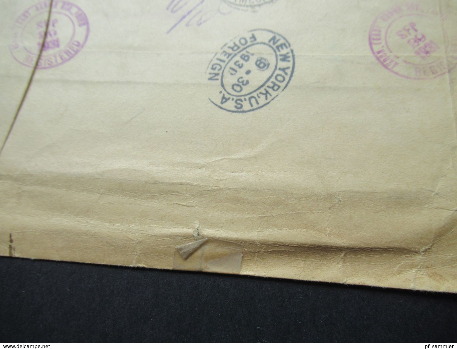 USA 1931 Registered letter nach Schwerin mit Aufkleber Customs (Douane) May be officially opened mit vielen Stempeln