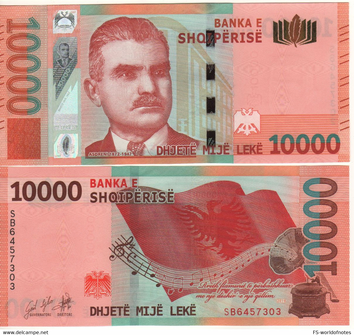 ALBANIA.  New 100'000 Leke. “Just Issued”.   ( Aleksandër Stavre Drenova  2019. )UNC - Albanie