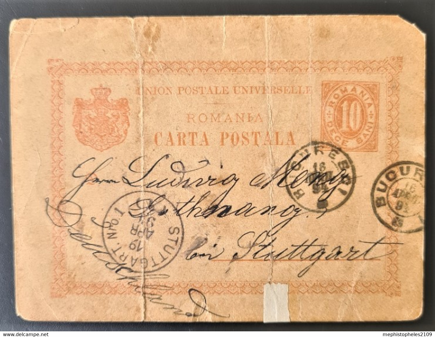 ROMANIA 1894 - Carta Postala To Stuttgart - Lettres & Documents