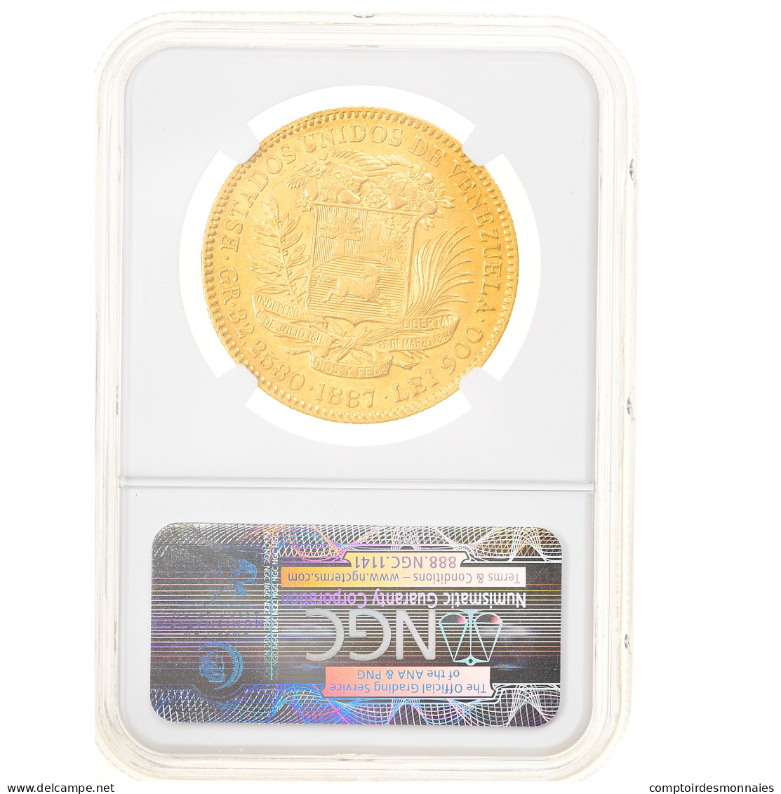 Monnaie, Venezuela, 100 Bolivares, 1887, Caracas, NGC, AU58, SUP, Or, KM:34 - Venezuela