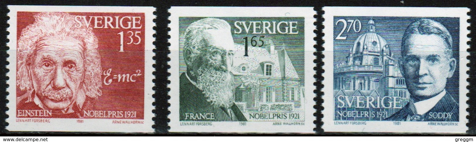 Sweden Set Of Stamps From 1981 To Celebrate Nobel Prize Winner Of 1921. - Ongebruikt