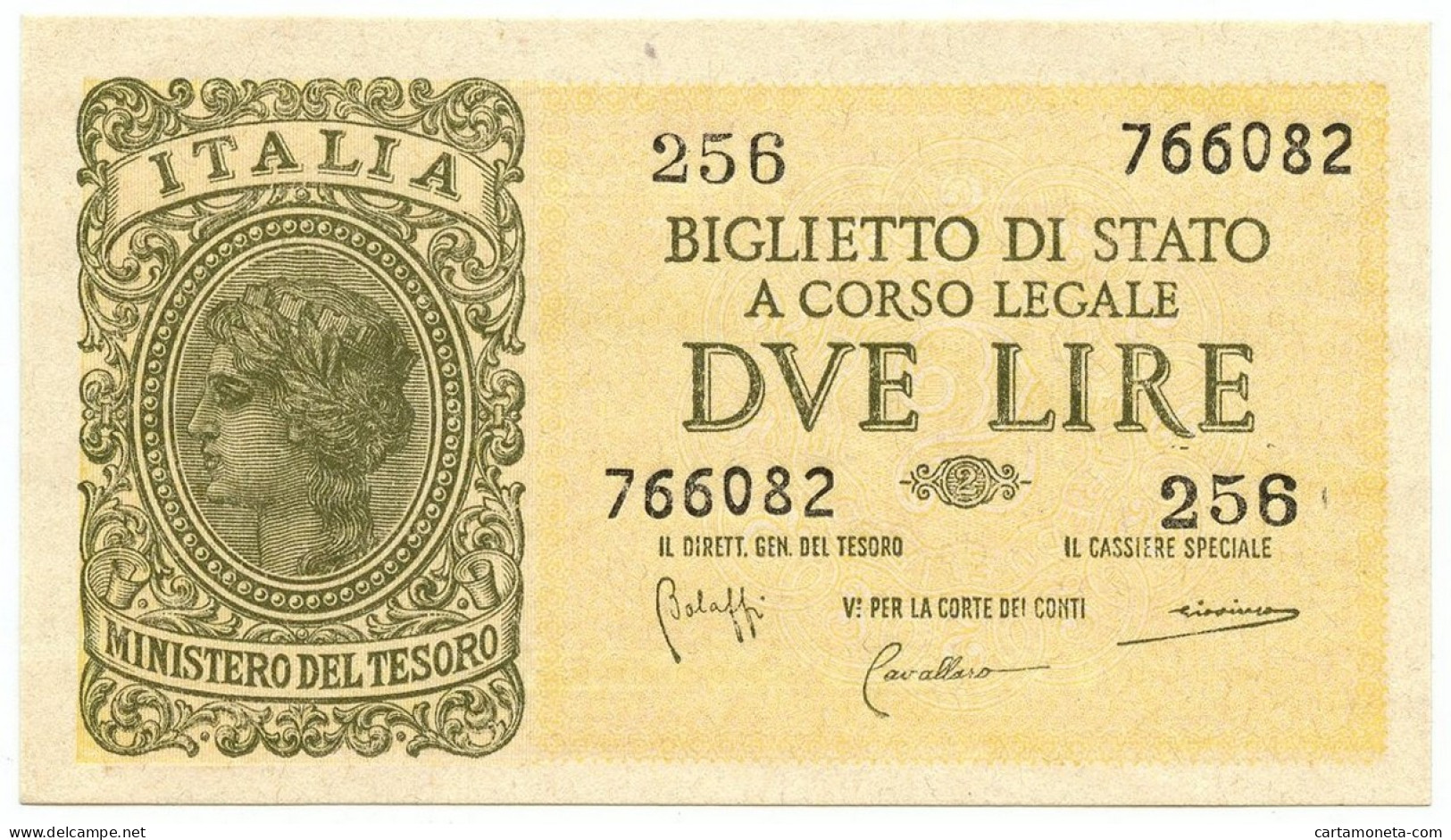 2 LIRE BIGLIETTO DI STATO LUOGOTENENZA UMBERTO BOLAFFI 23/11/1944 FDS - Andere