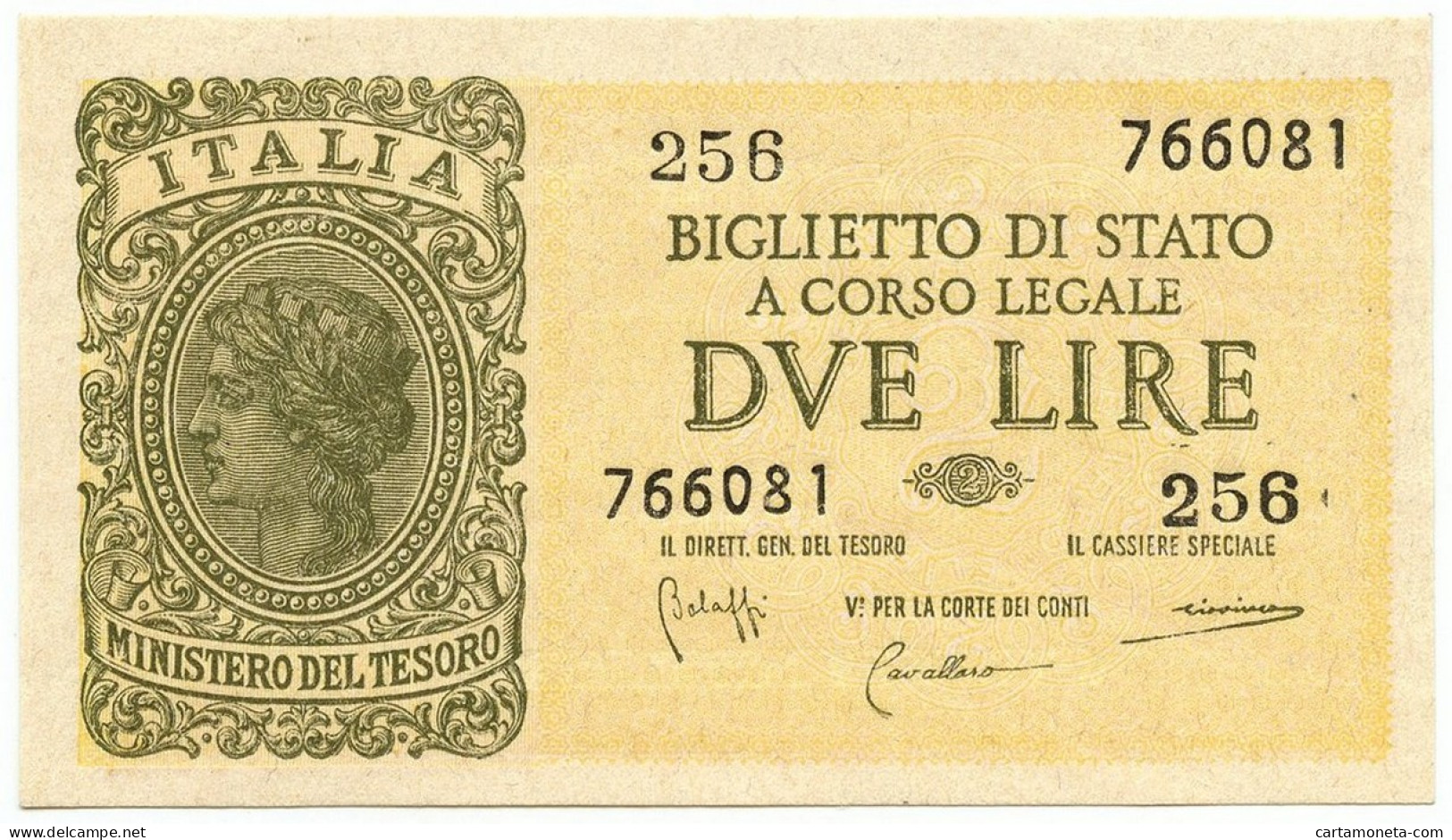 2 LIRE BIGLIETTO DI STATO LUOGOTENENZA UMBERTO BOLAFFI 23/11/1944 FDS - Andere