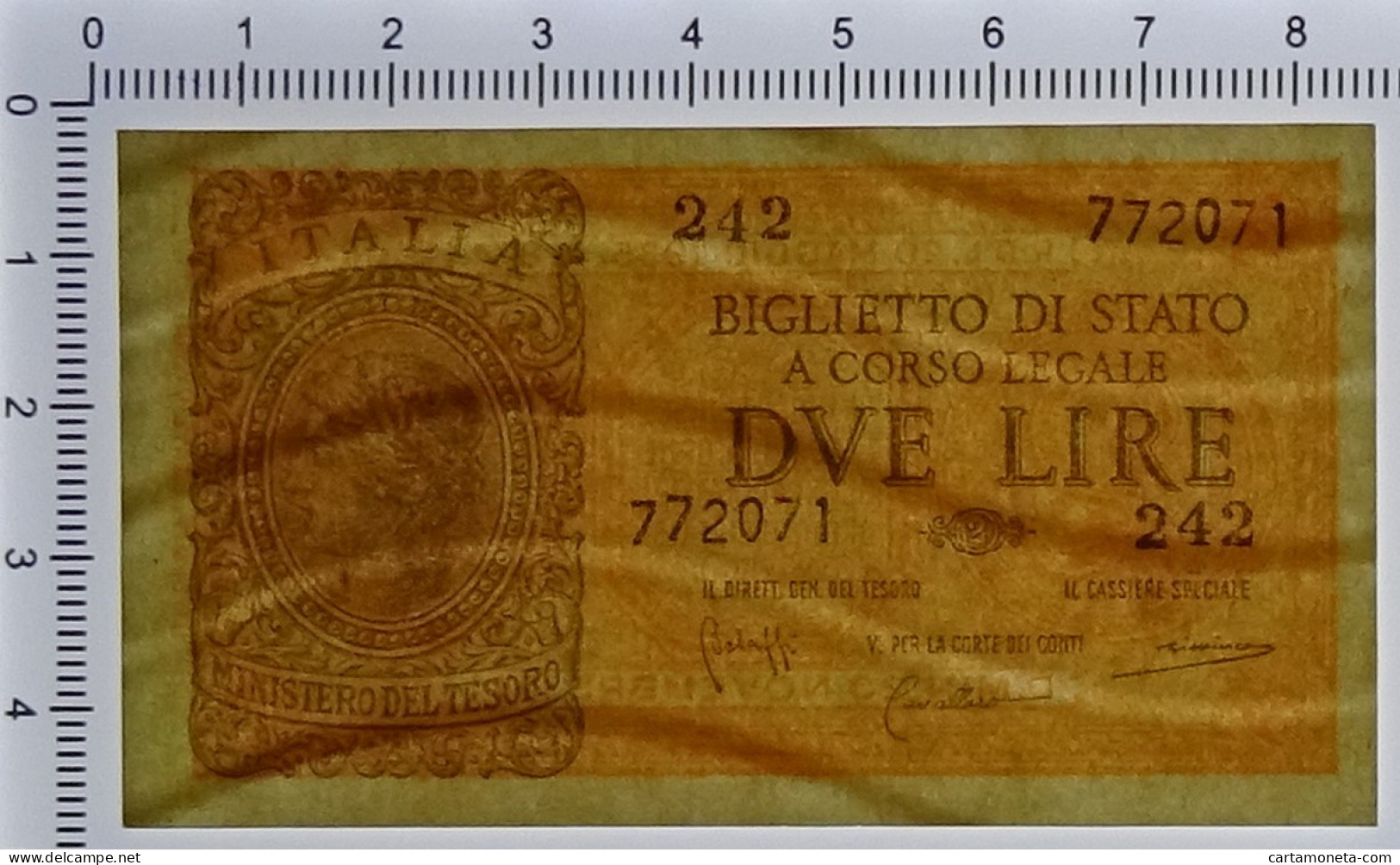 2 LIRE BIGLIETTO DI STATO LUOGOTENENZA UMBERTO BOLAFFI 23/11/1944 FDS - Otros