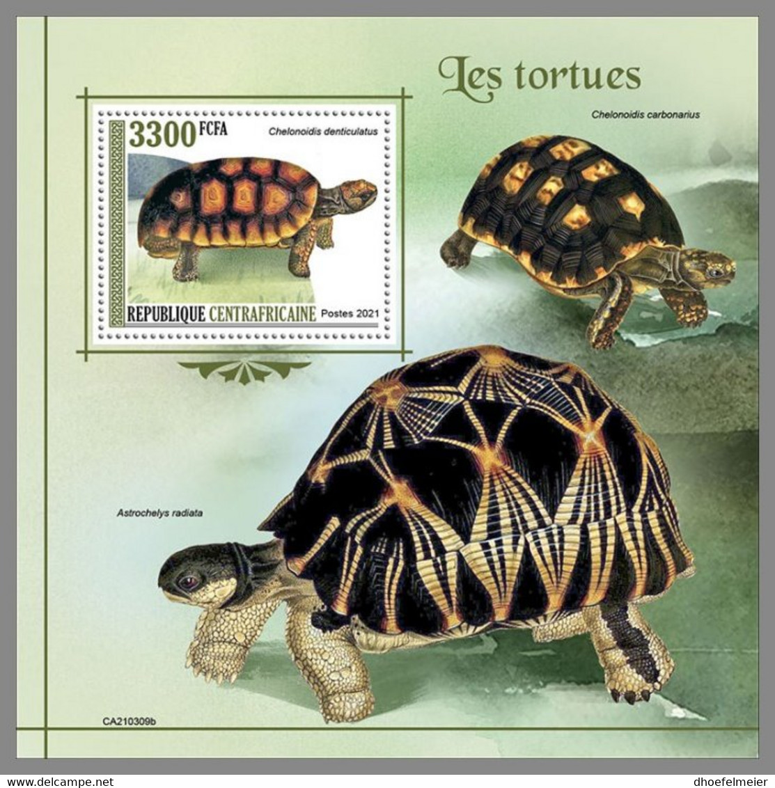 CENTRALAFRICA 2021 MNH Turtles Schildkröten Tortues S/S - OFFICIAL ISSUE - DHQ2131 - Schildkröten