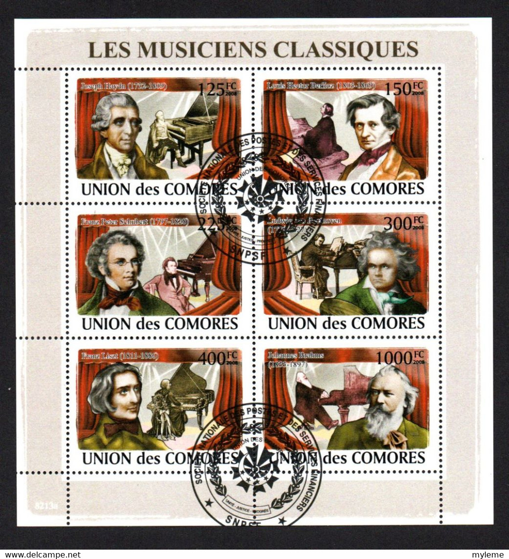 W2-15 Comores Bloc Oblitéré Musiciens Classiques   A Saisir  !!! - Comores (1975-...)