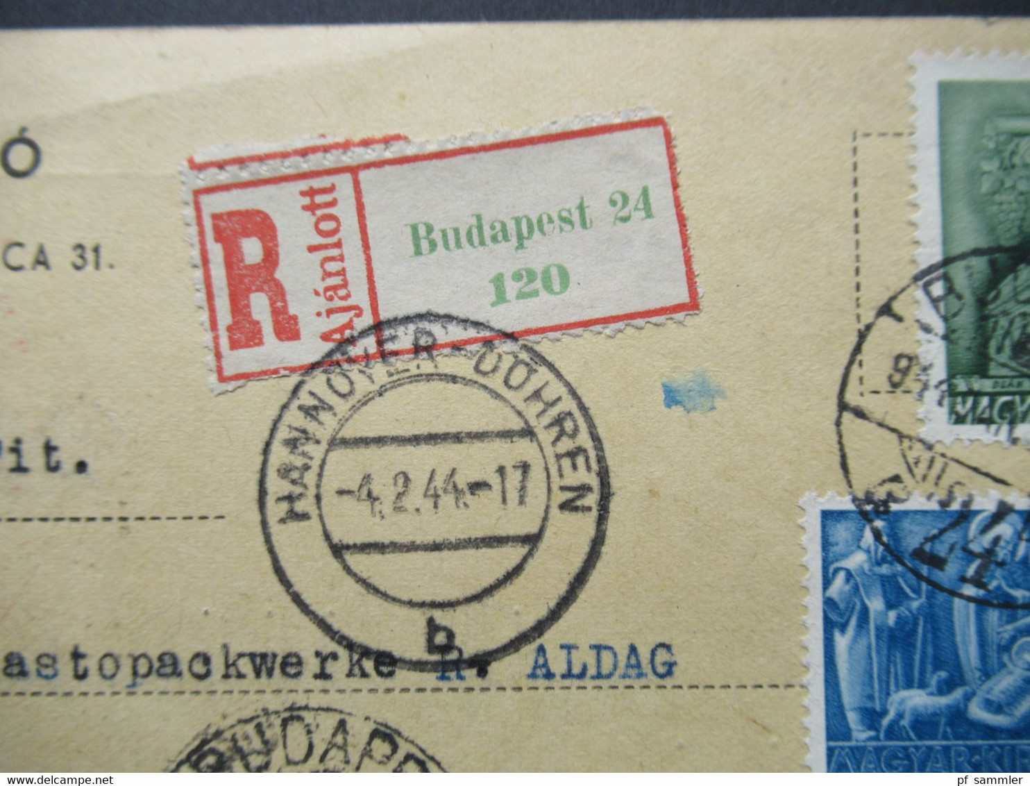 3. Reich / Ungarn 1944 Luftpost PK Einschreiben Budapest - Hannover Döhren Mehrfachzensur Der Wehrmacht / OKW Zensur - Lettres & Documents