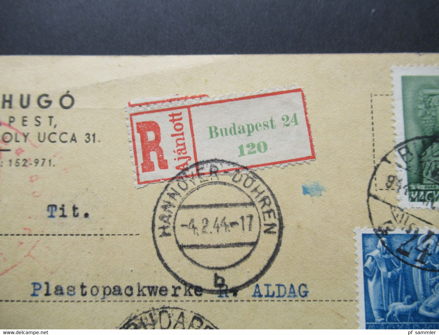 3. Reich / Ungarn 1944 Luftpost PK Einschreiben Budapest - Hannover Döhren Mehrfachzensur Der Wehrmacht / OKW Zensur - Cartas & Documentos