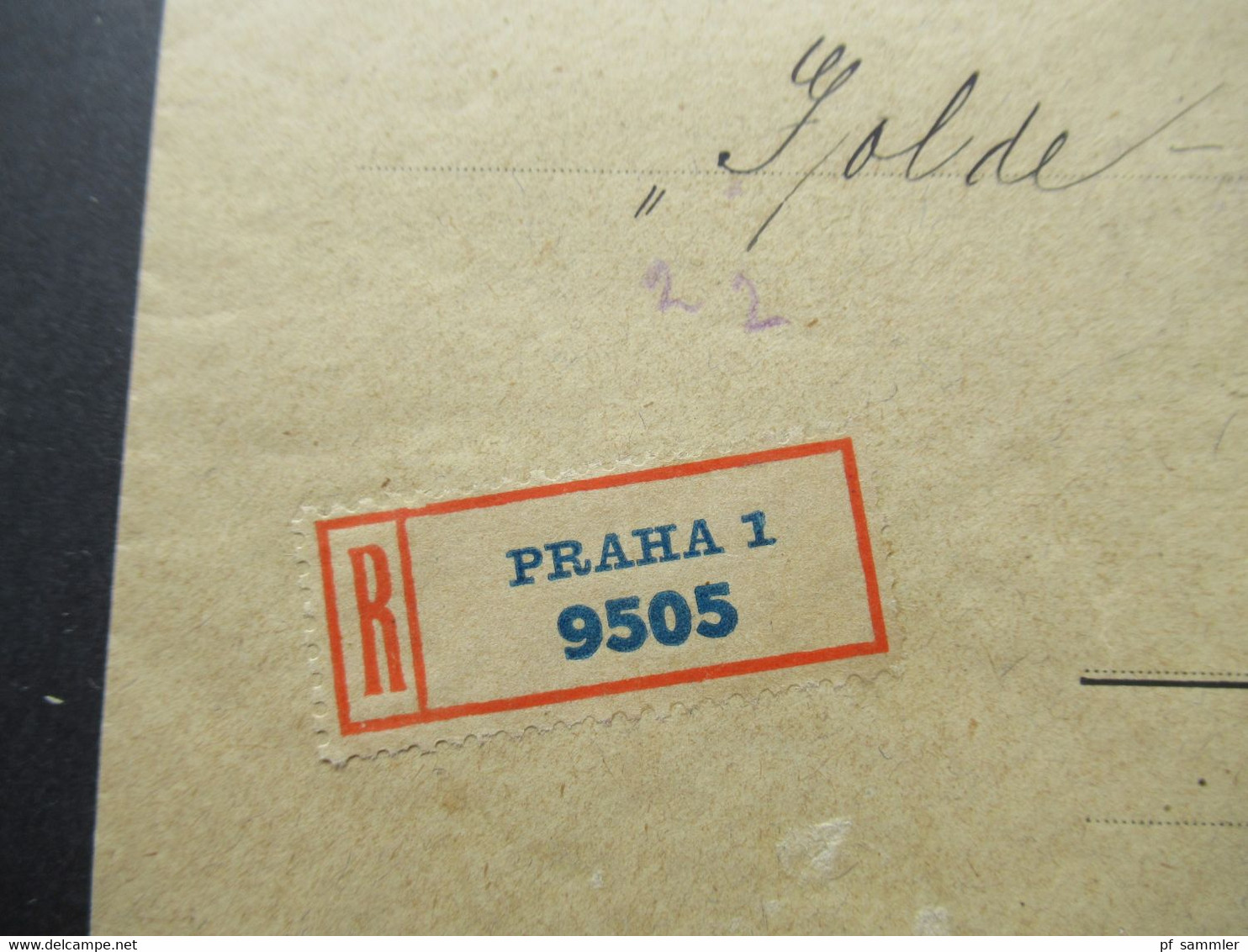CSSR 1923 Einschreiben Praha 1 - Gera Rückseitig Bahnpost Stempel Bodenbach Zug 436 Umschlag Ceska Banka V Praze - Briefe U. Dokumente