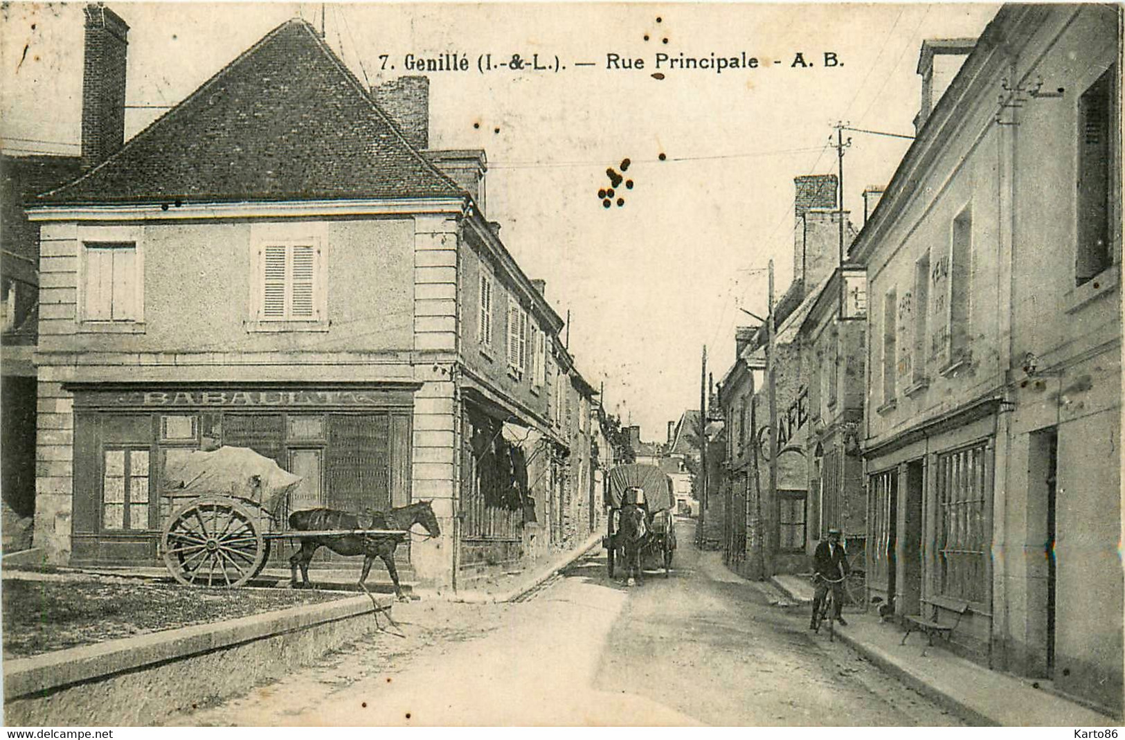 Genillé * La Rue Principale * Commerce Magasin BABAULT * Attelage - Genillé