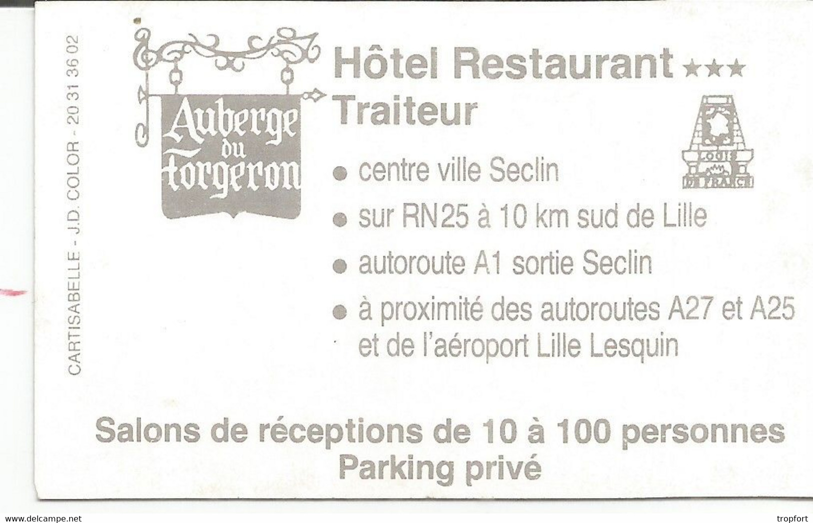 F135 / Carte Publicitaire De Visite PUB Advertising Card /  RESTAURANT Auberge Du FORGERON SECLIN 59 - Seclin